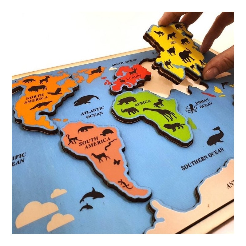 Educational Continents & Oceans Wooden Puzzle