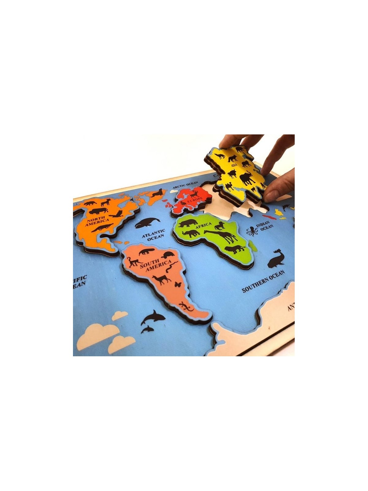 Educational Continents & Oceans Wooden Puzzle
