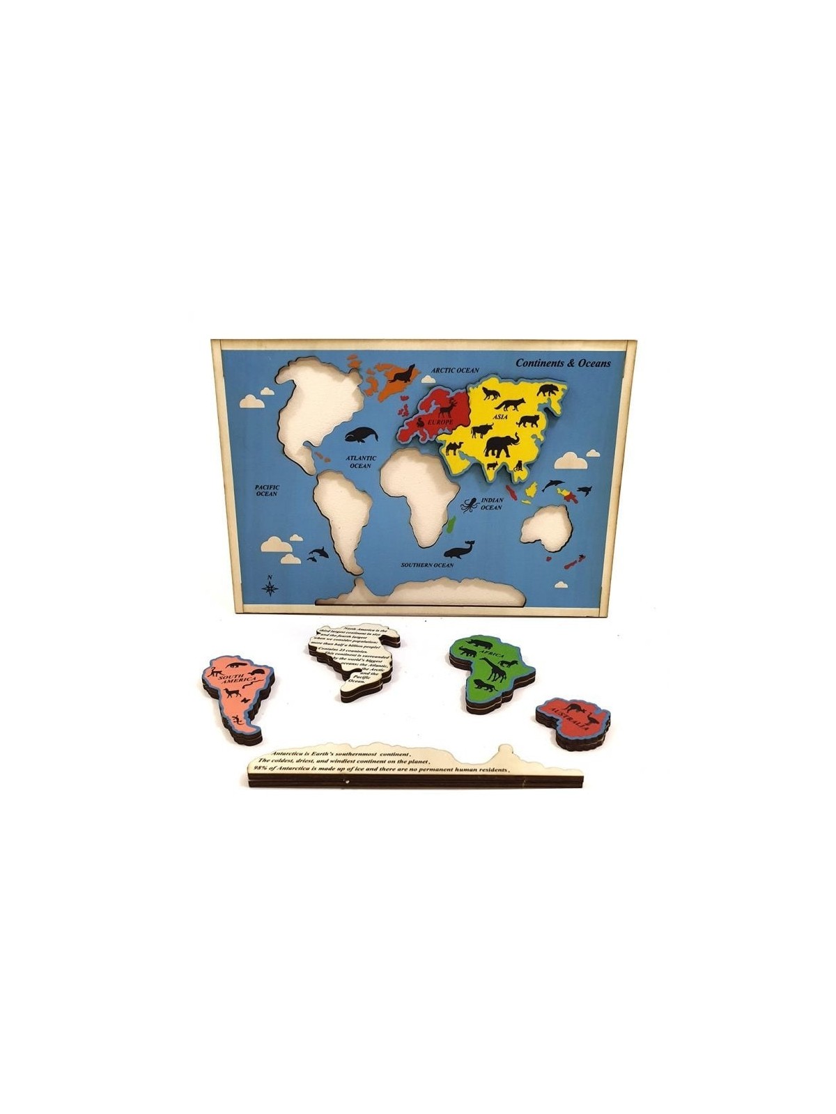 Educational Continents & Oceans Wooden Puzzle