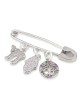 Silver Safety Pin for the Baby - Tree of Life Chai and Hamsa