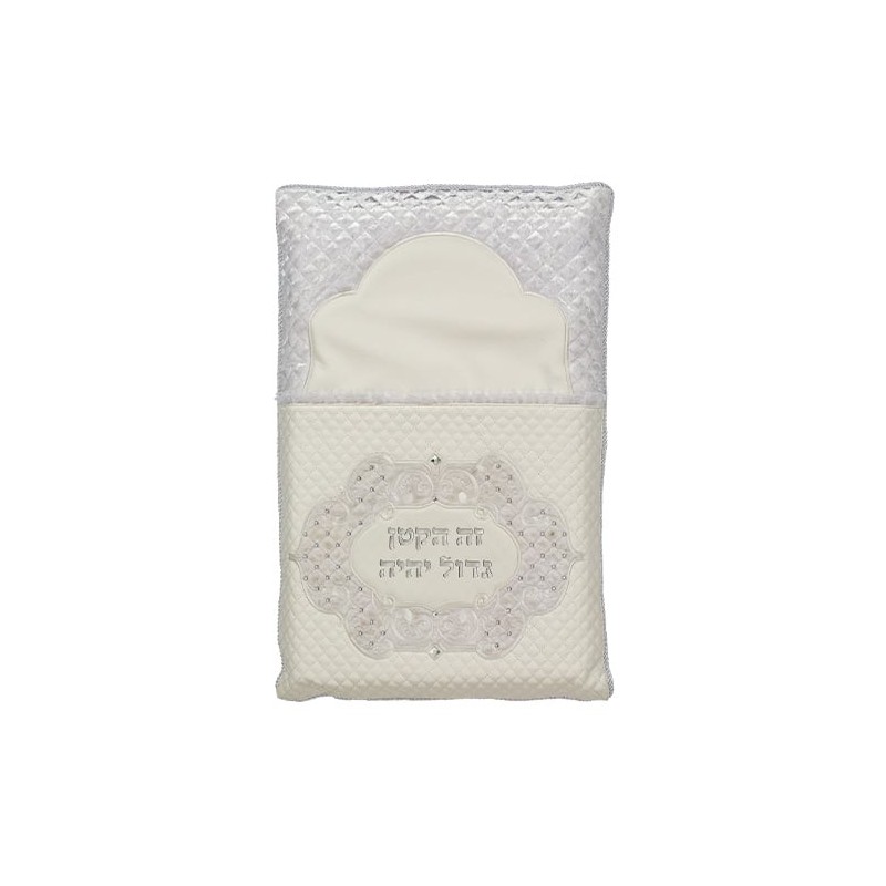 Faux Leather Bris Pillow With Filigree Design and Inscription
