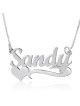 Silver Name Necklace in English with Underline & Side Heart - (Cola Sc