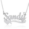 Silver Name Necklace in English with Underline & Side Heart - (Cola Sc