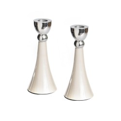 Cone Shaped Shabbat Candlesticks Silver and Gleamin... | Gifts for Her