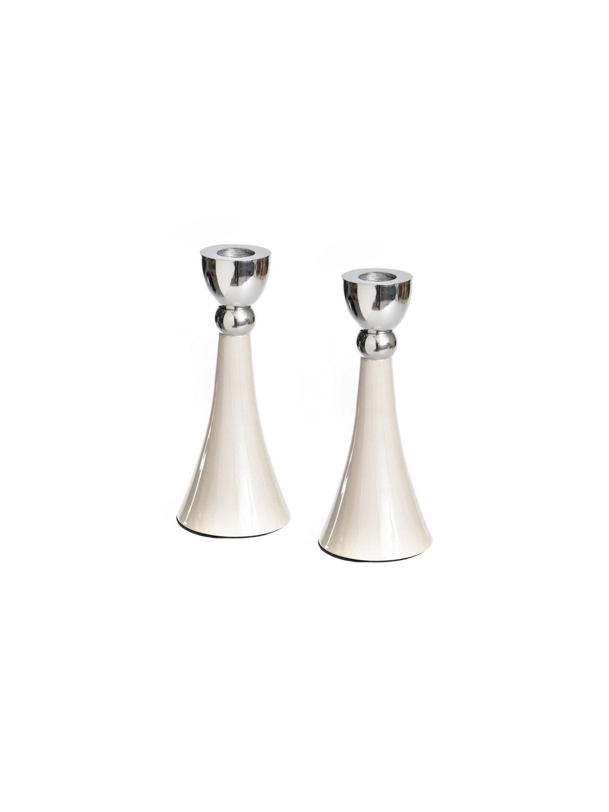 Cone Shaped Shabbat Candlesticks Silver and Gleamin... | Gifts for Her
