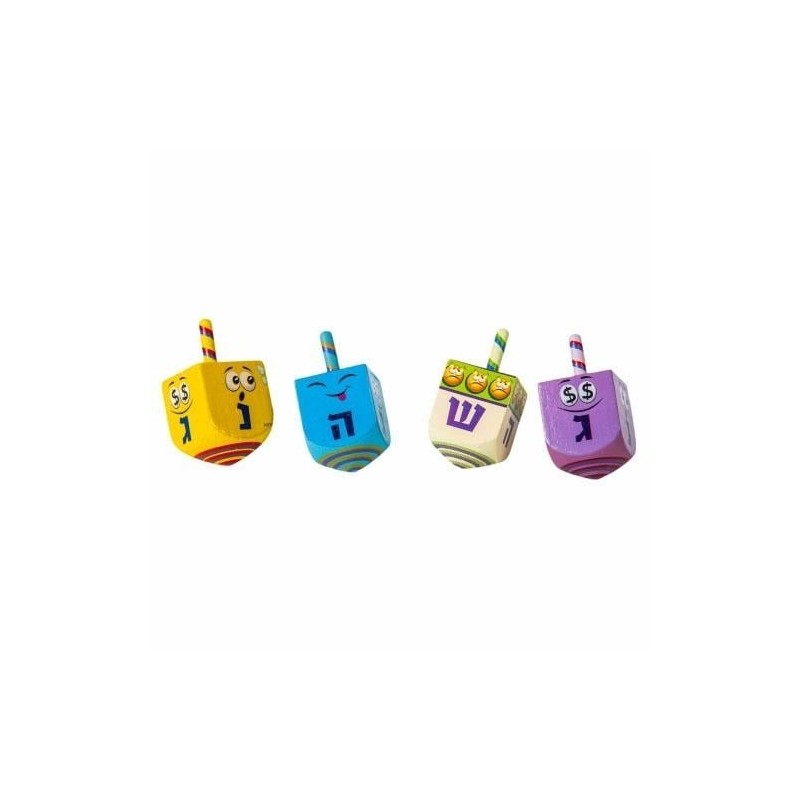 Set of 50 Painted Wooden Dreidels (Assorted Colors)