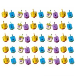 Set of 50 Painted Wooden Dreidels (Assorted Colors)