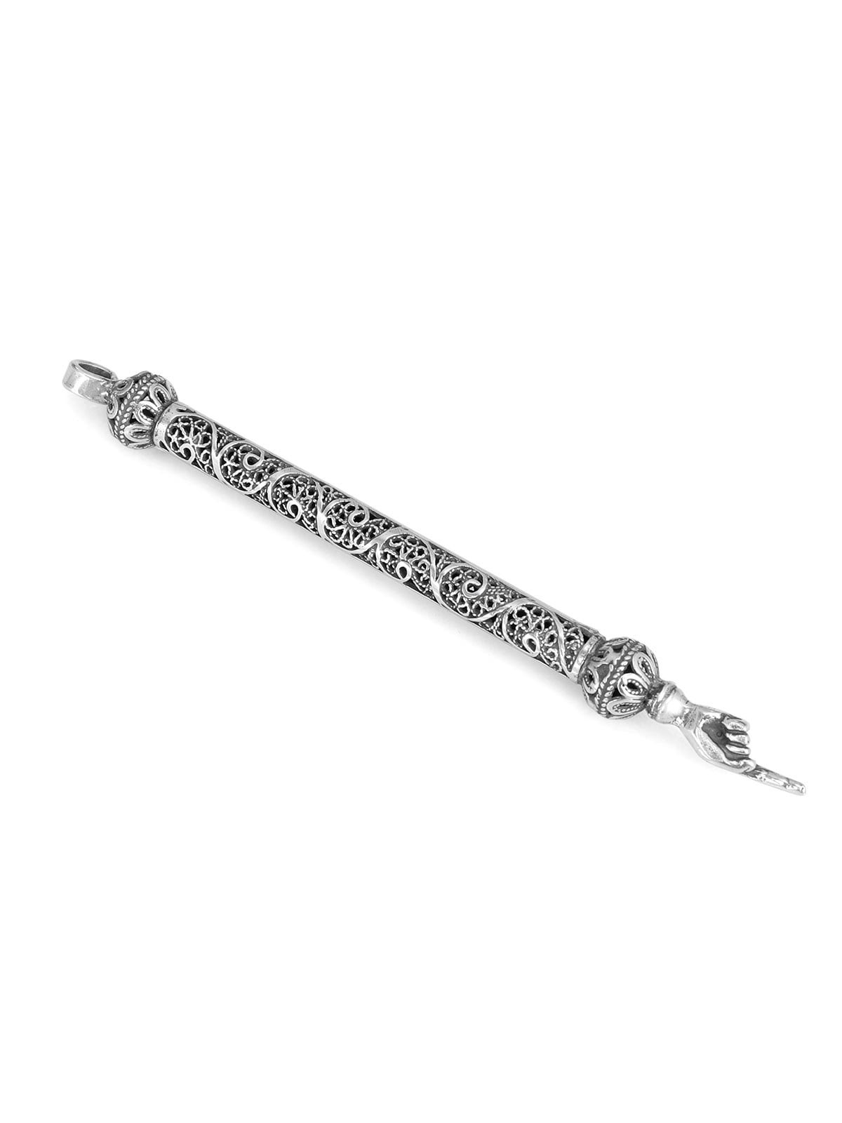 Traditional Yemenite Art Handcrafted Sterling Silver Torah Pointer Wit