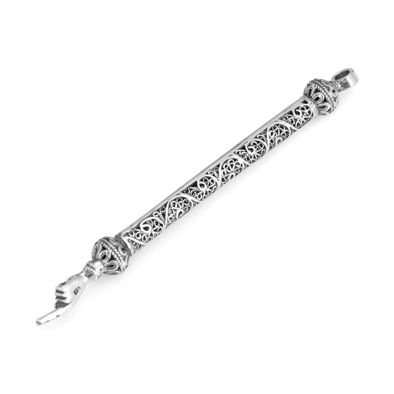 Traditional Yemenite Art Handcrafted Sterling Silver Torah Pointer Wit