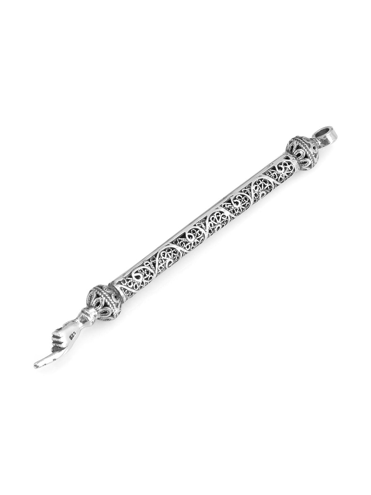 Traditional Yemenite Art Handcrafted Sterling Silver Torah Pointer Wit