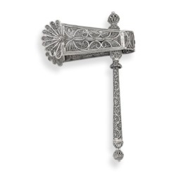 Shoham Yemenite Art Ornate Sterling Silver Filigree Purim Grogger (Noi