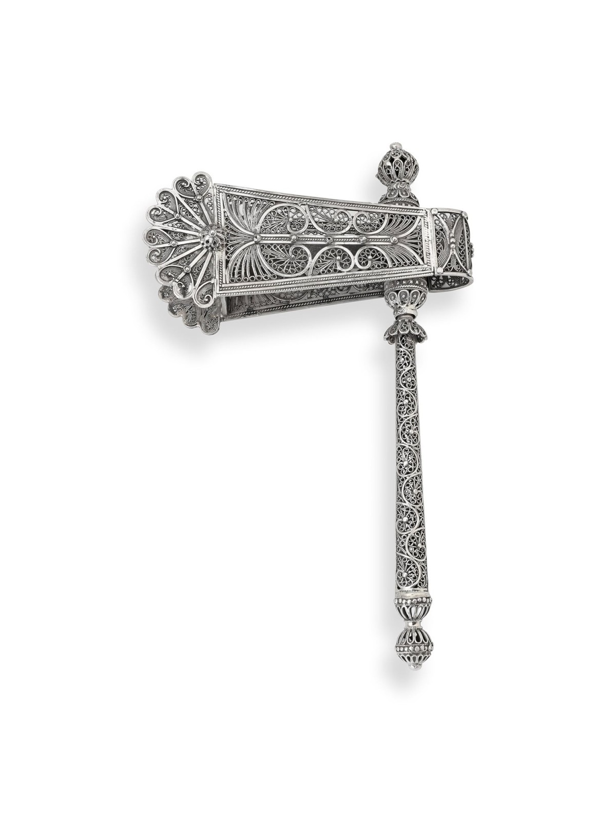 Shoham Yemenite Art Ornate Sterling Silver Filigree Purim Grogger (Noi