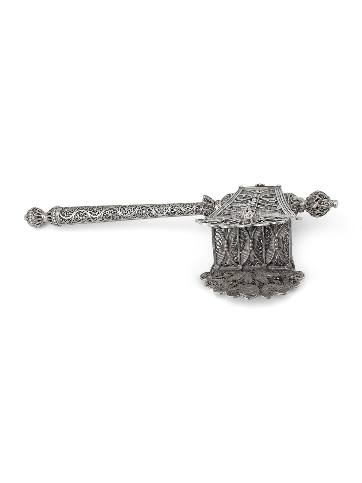 Shoham Yemenite Art Ornate Sterling Silver Filigree Purim Grogger (Noi