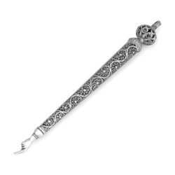 Traditional Yemenite Art Handcrafted Sterling Silver Torah Pointer Wit