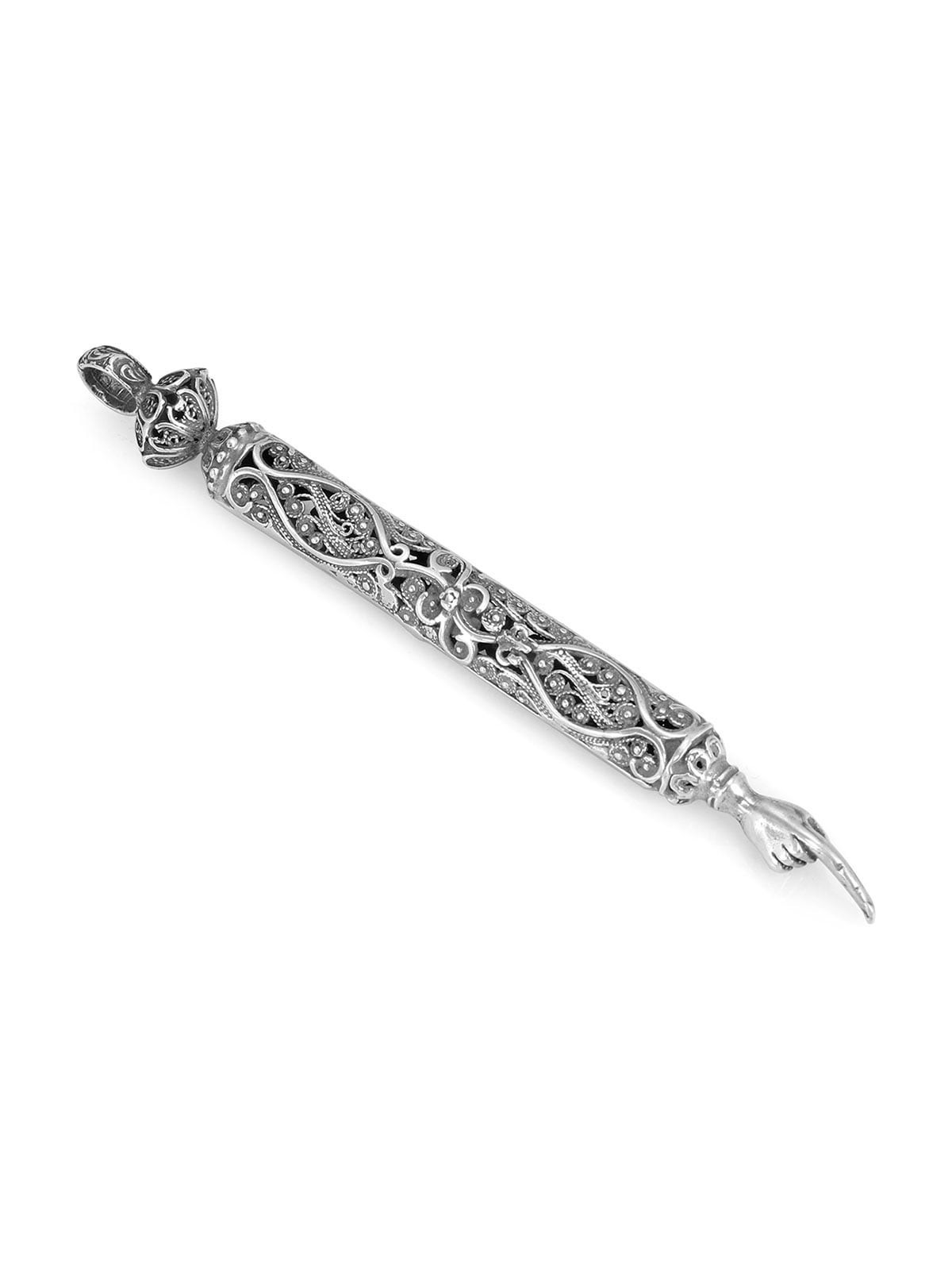 Traditional Yemenite Art Handcrafted Sterling Silver Torah Pointer Wit