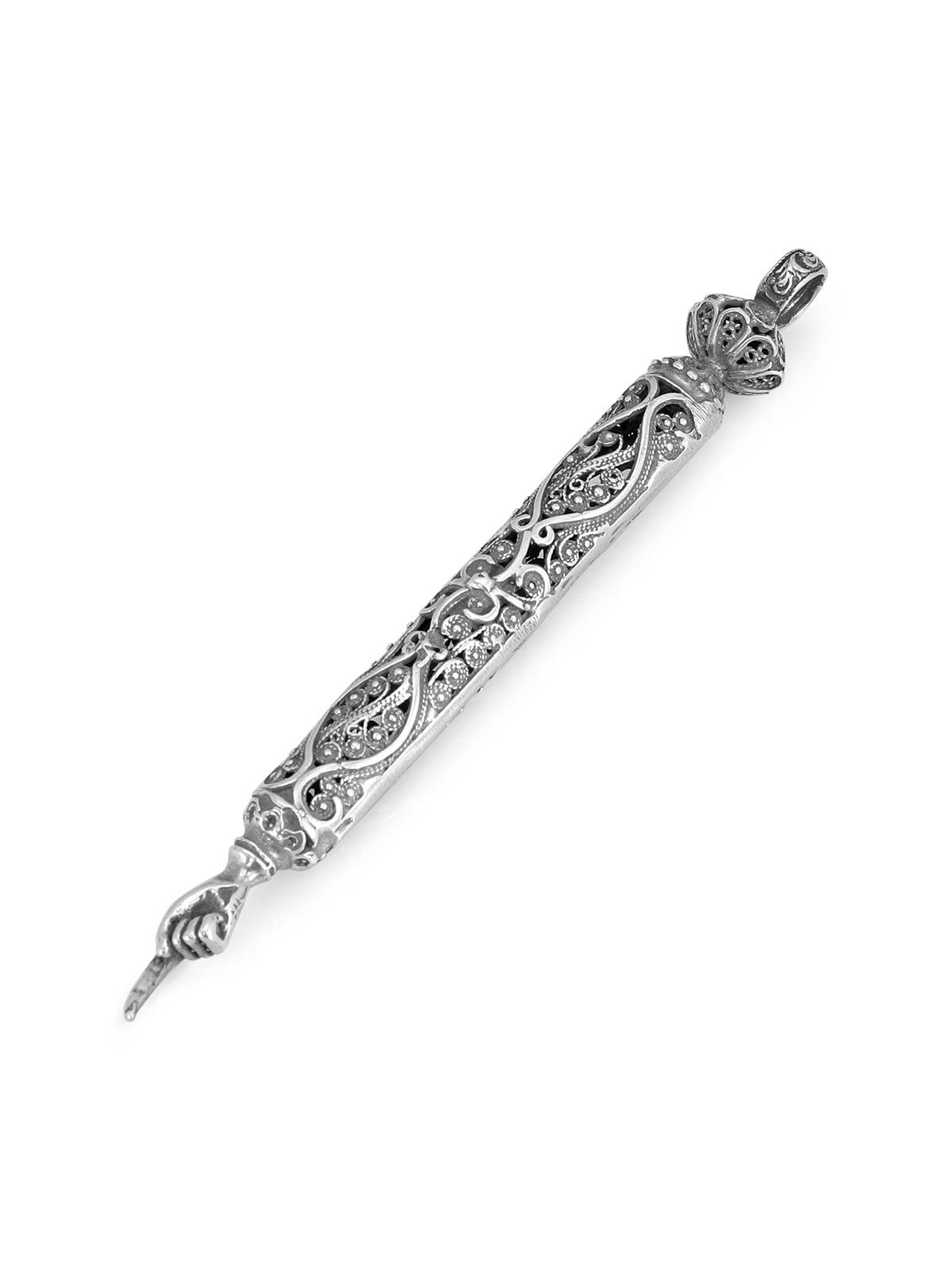 Traditional Yemenite Art Handcrafted Sterling Silver Torah Pointer Wit