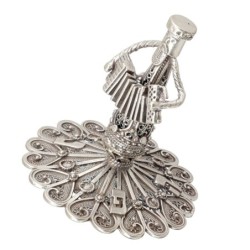 Sterling Silver Klezmer Accordion Player Dreidel