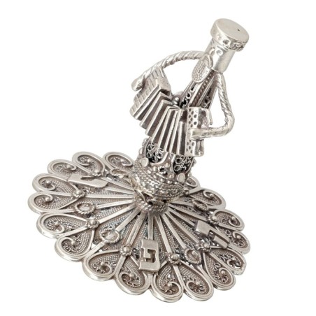 Sterling Silver Klezmer Accordion Player Dreidel