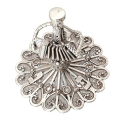 Sterling Silver Klezmer Accordion Player Dreidel