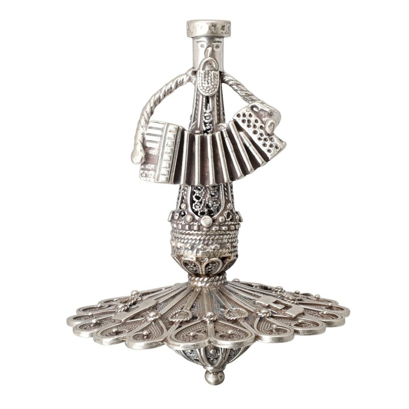 Sterling Silver Klezmer Accordion Player Dreidel
