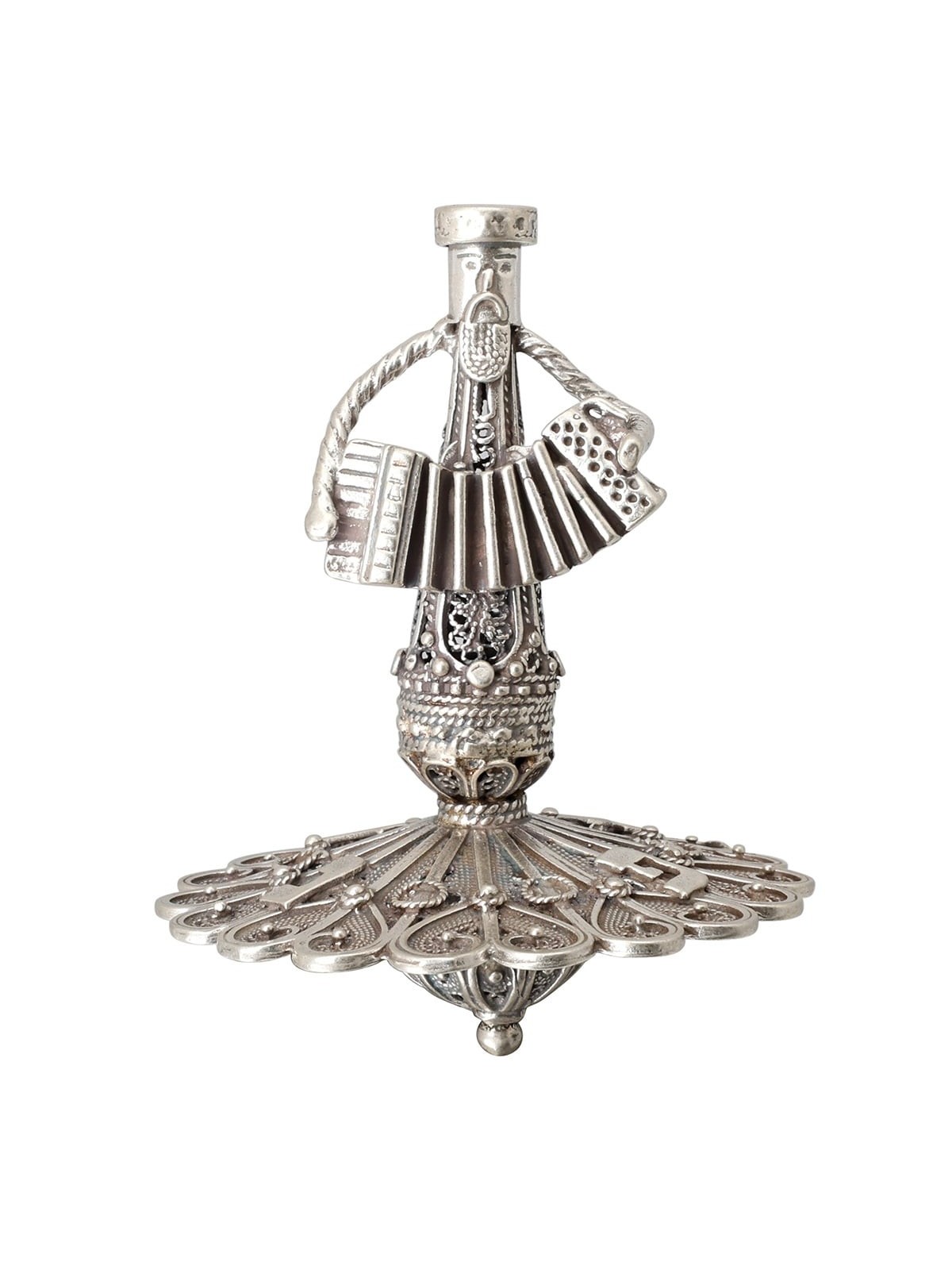 Sterling Silver Klezmer Accordion Player Dreidel