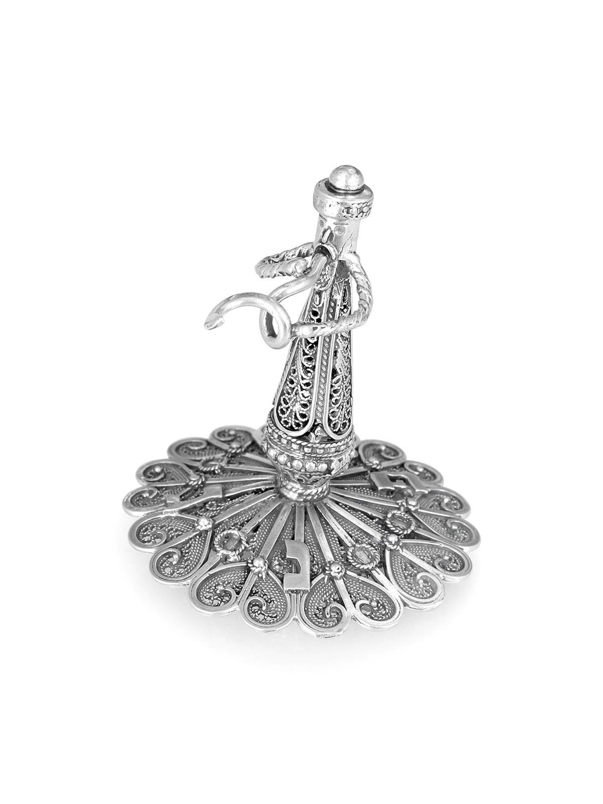 Large Handcrafted Sterling Silver Dreidel with Klezmer Shofar Player