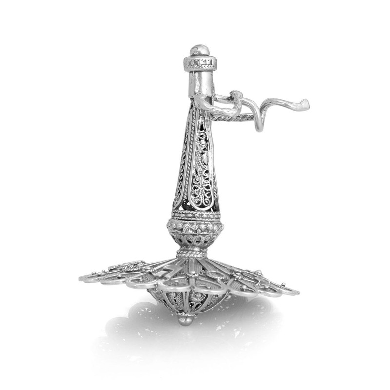 Large Handcrafted Sterling Silver Dreidel with Klezmer Shofar Player