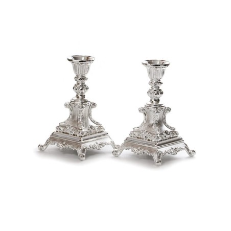 Silver Plated Shabbat Candlesticks Decor... | Traditional Candlesticks