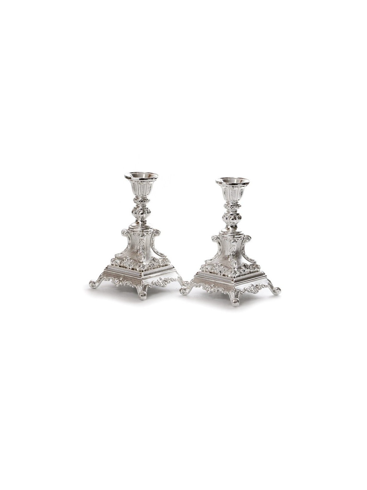 Silver Plated Shabbat Candlesticks Decor... | Traditional Candlesticks