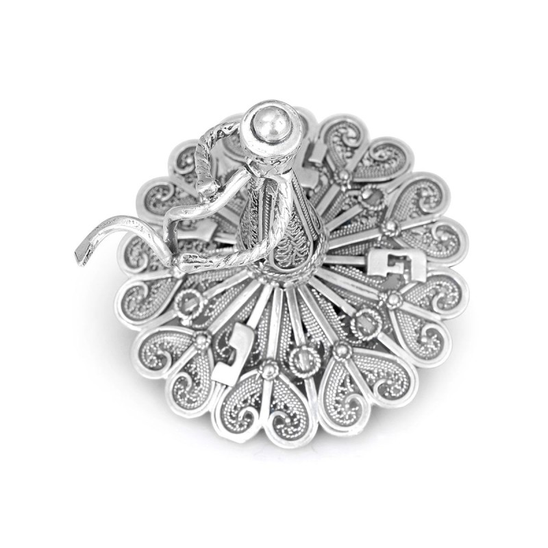 Large Handcrafted Sterling Silver Dreidel with Klezmer Shofar Player