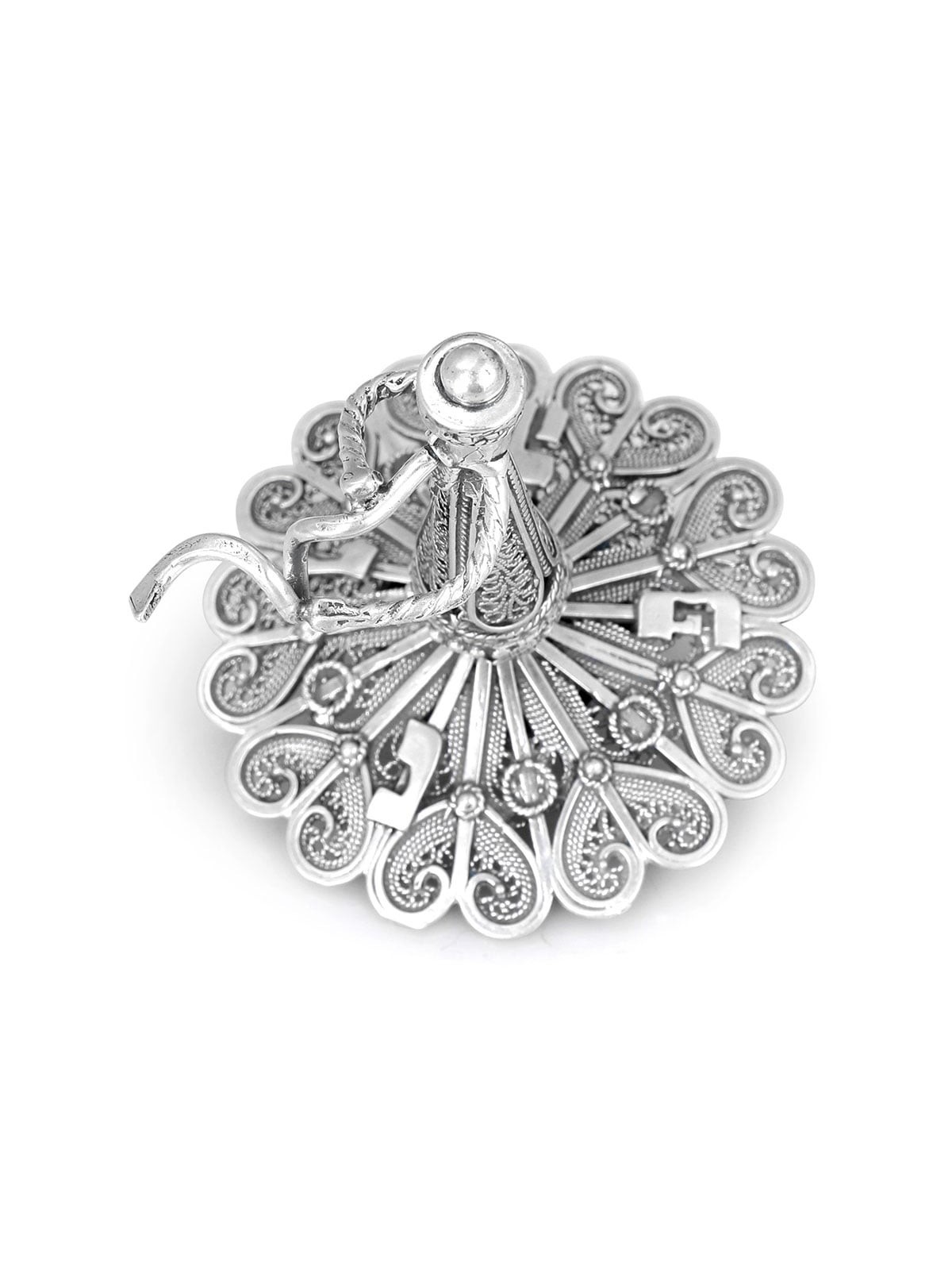 Large Handcrafted Sterling Silver Dreidel with Klezmer Shofar Player