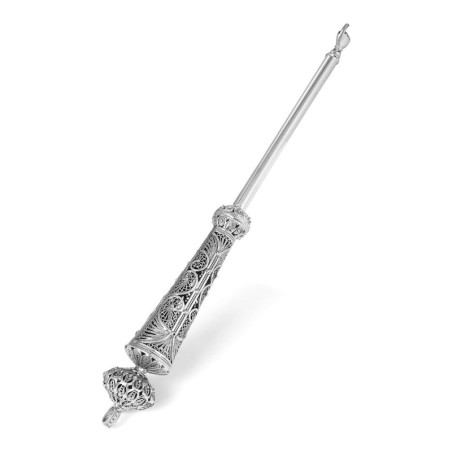 Art traditionnel yéménite majestueux fabriqué à la main en argent sterling Yad (Tor