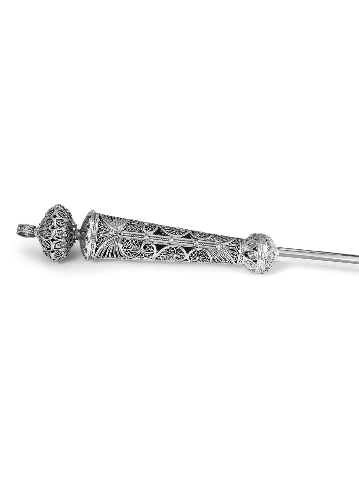 Art traditionnel yéménite majestueux fabriqué à la main en argent sterling Yad (Tor