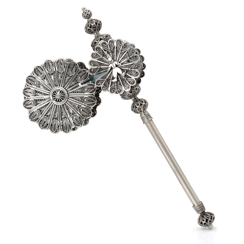 Traditional Yemenite Art Large Handcrafted Sterling Silver Purim Grogg