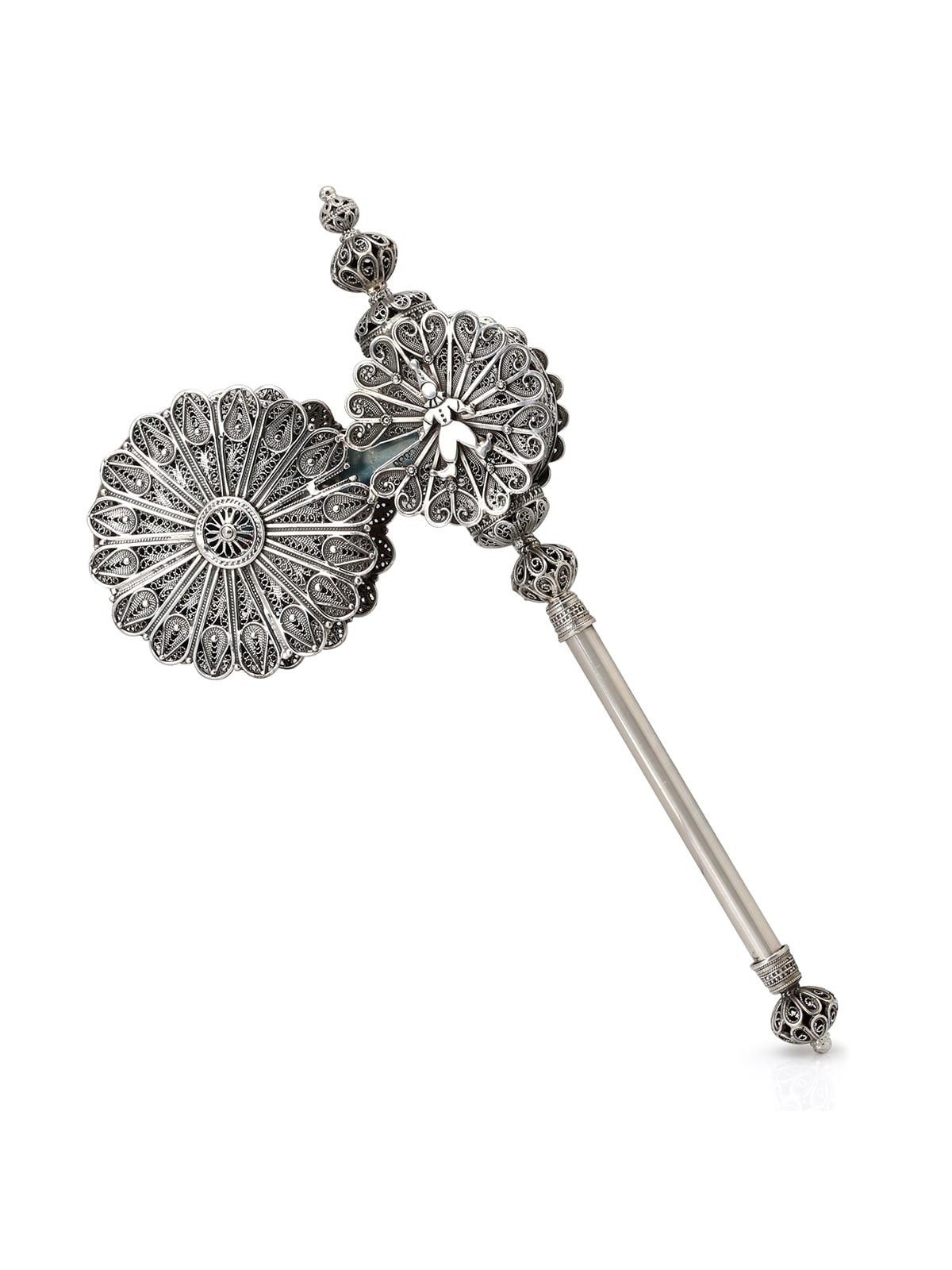 Traditional Yemenite Art Large Handcrafted Sterling Silver Purim Grogg