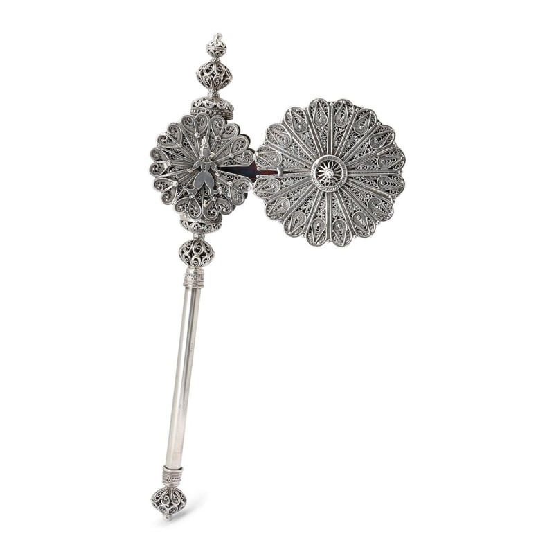 Traditional Yemenite Art Large Handcrafted Sterling Silver Purim Grogg