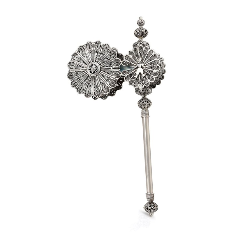 Traditional Yemenite Art Large Handcrafted Sterling Silver Purim Grogg