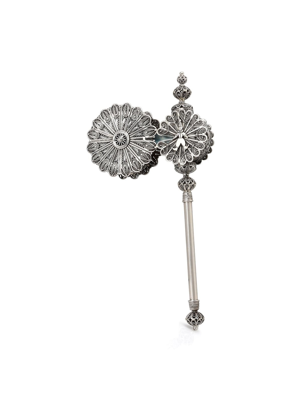 Traditional Yemenite Art Large Handcrafted Sterling Silver Purim Grogg