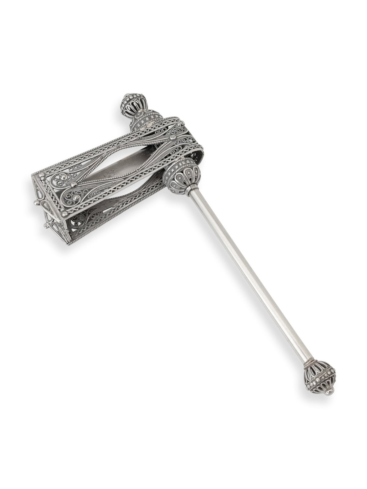 Traditional Yemenite Art Elegant Sterling Silver Filigree Purim Grogge