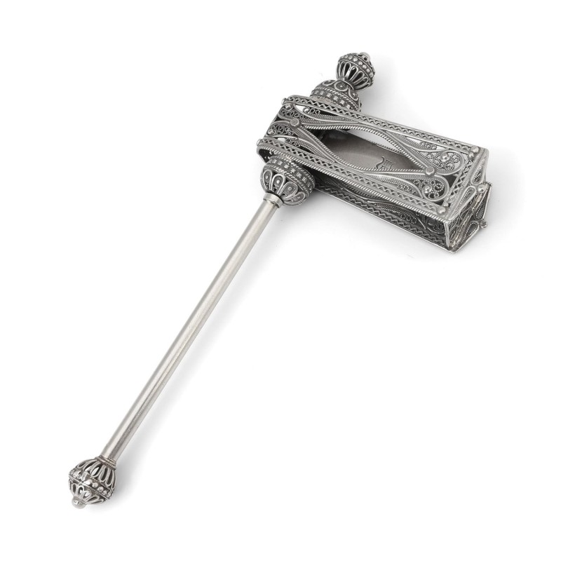 Traditional Yemenite Art Elegant Sterling Silver Filigree Purim Grogge