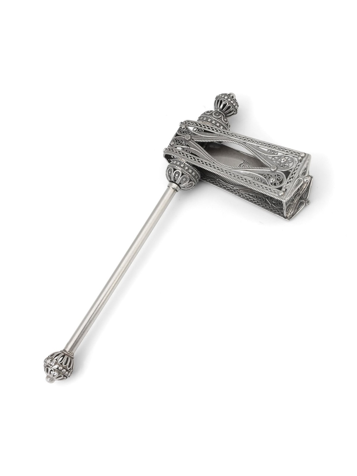 Traditional Yemenite Art Elegant Sterling Silver Filigree Purim Grogge