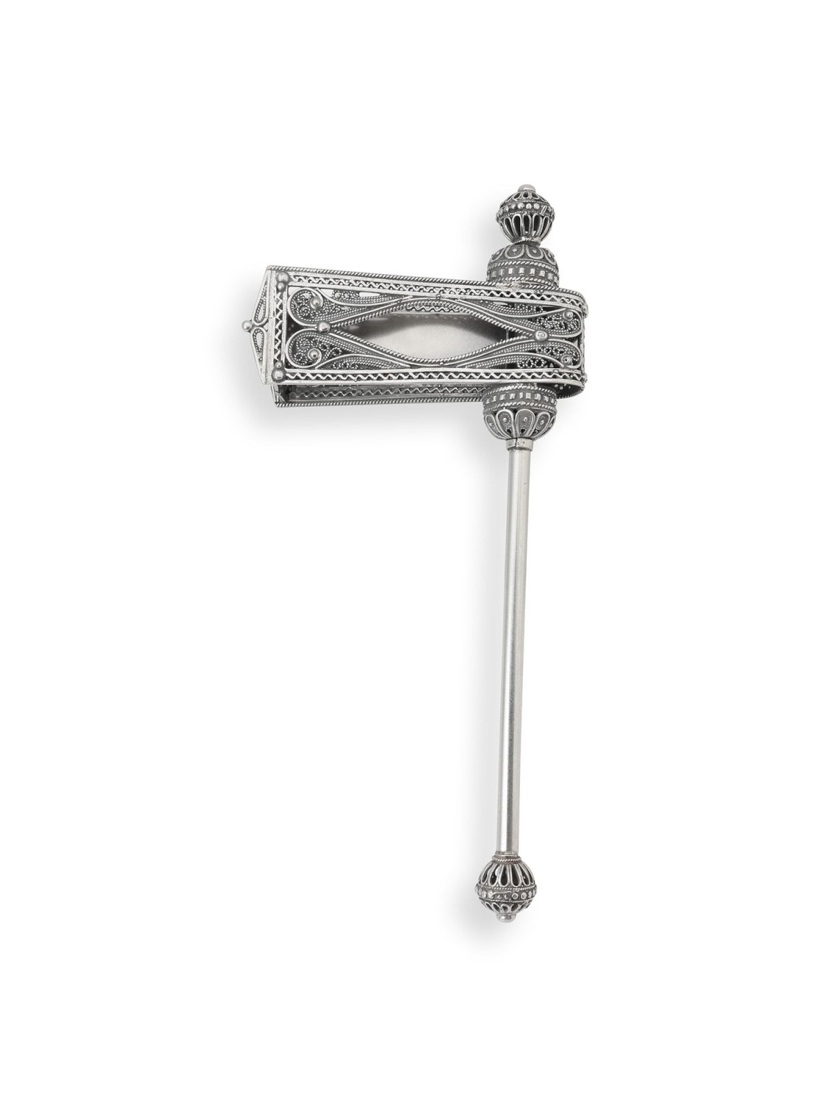 Traditional Yemenite Art Elegant Sterling Silver Filigree Purim Grogge