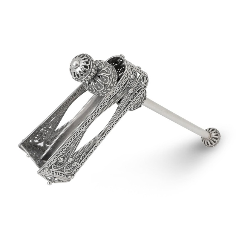 Traditional Yemenite Art Elegant Sterling Silver Filigree Purim Grogge