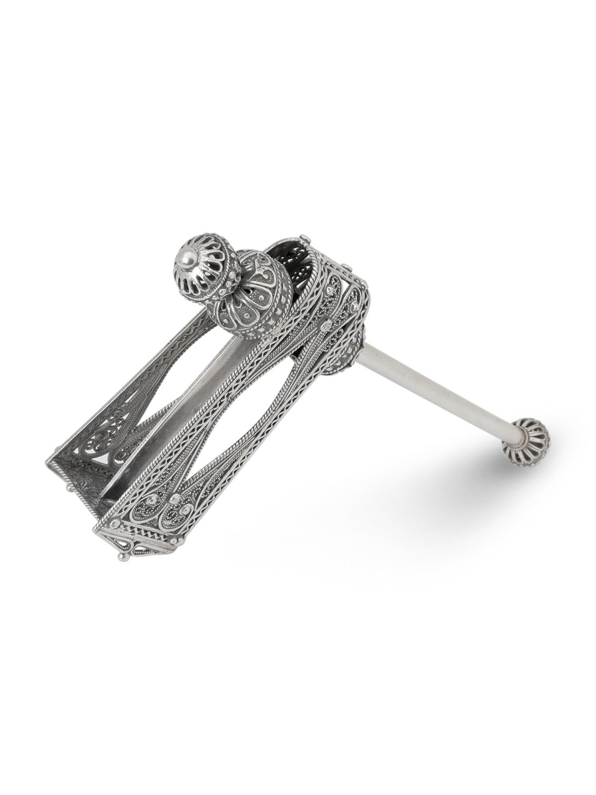 Traditional Yemenite Art Elegant Sterling Silver Filigree Purim Grogge