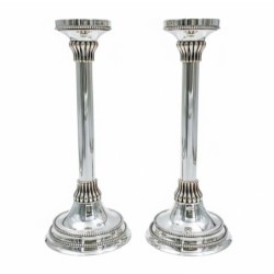 Bier Judaica Handcrafted 925 Sterling Silver Candlesticks With Pearl D