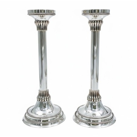 Bier Judaica Handcrafted 925 Sterling Silver Candlesticks With Pearl D