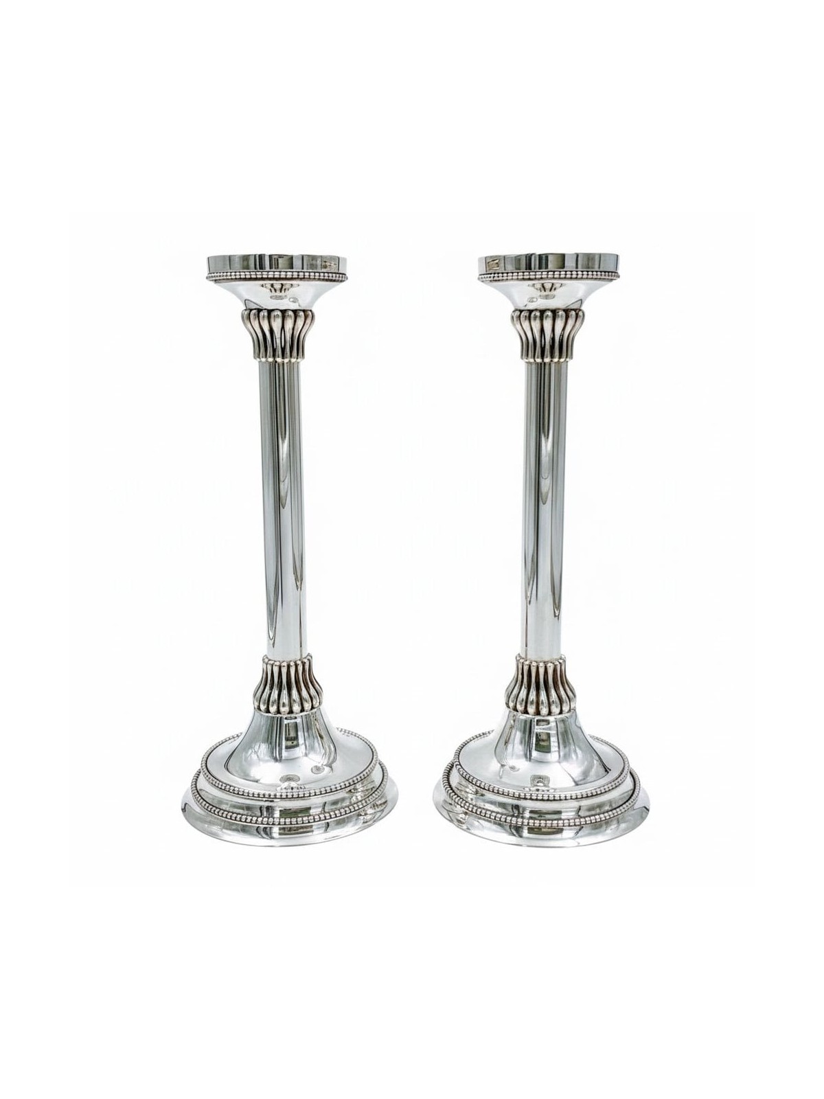Bier Judaica Handcrafted 925 Sterling Silver Candlesticks With Pearl D