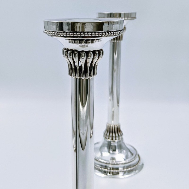 Bier Judaica Handcrafted 925 Sterling Silver Candlesticks With Pearl D
