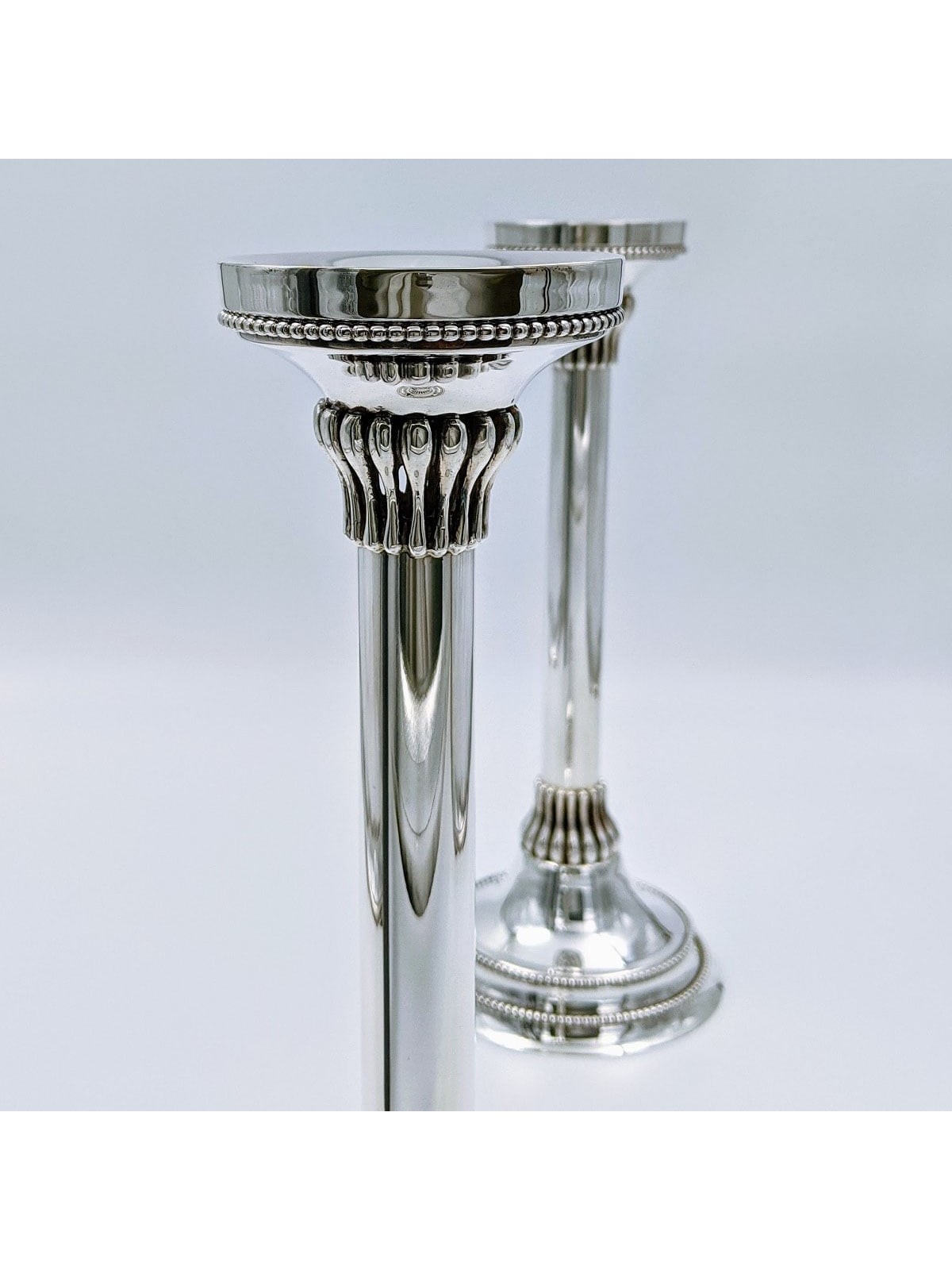 Bier Judaica Handcrafted 925 Sterling Silver Candlesticks With Pearl D