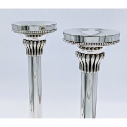 Bier Judaica Handcrafted 925 Sterling Silver Candlesticks With Pearl D